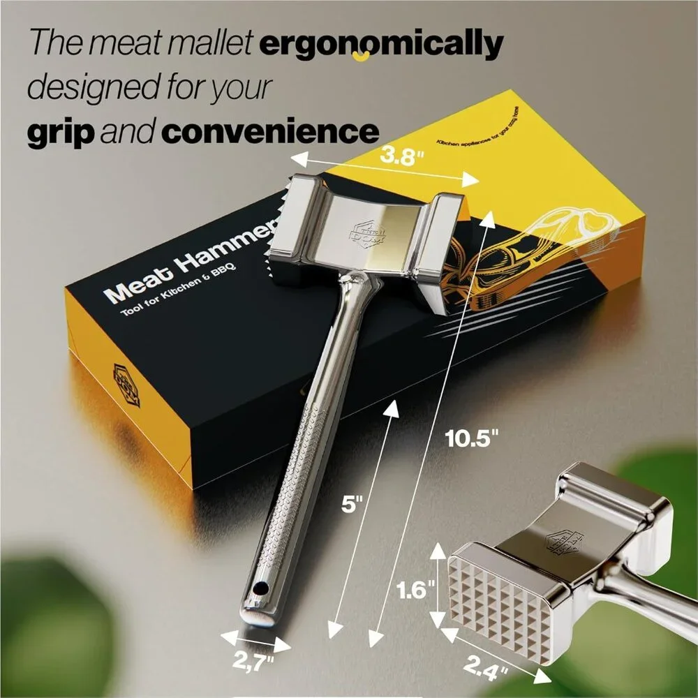 Premium Meat Hammer Tenderizer Dishwasher safe, Meat Mallet Non-Slip Grip - Picture 3 of 4